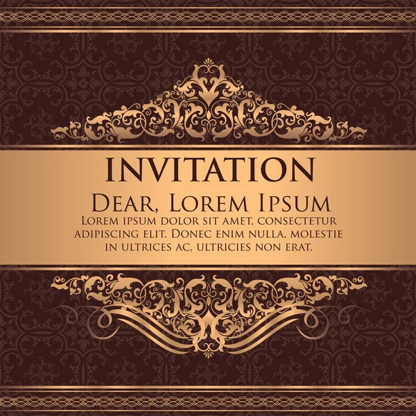 Invitation or wedding card with damask background — Stock Vector