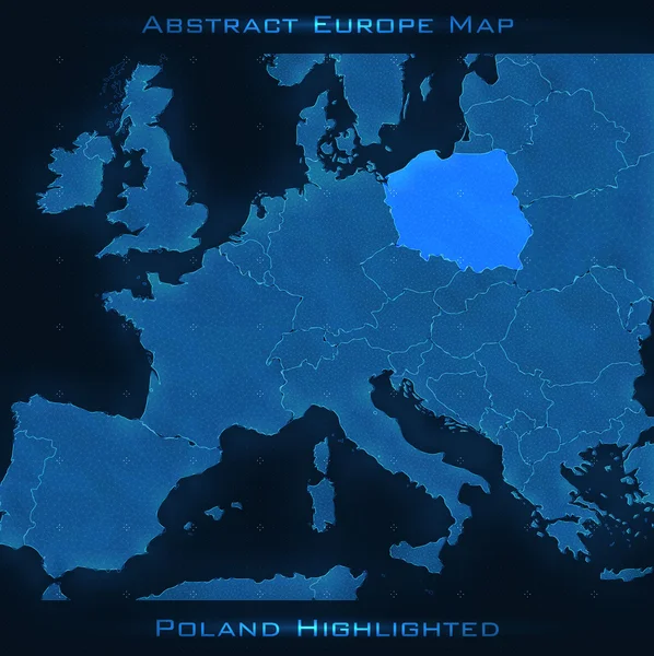 Europa mappa astratta. Polonia evidenziata. — Vettoriale Stock