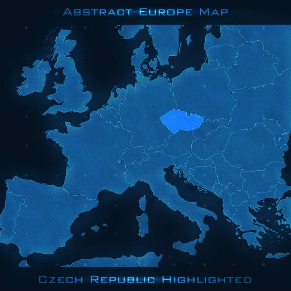 Carte abstraite de l'Europe. République tchèque a mis en évidence. — Image vectorielle