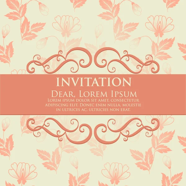 Convite ou cartão de casamento com fundo de flor — Vetor de Stock