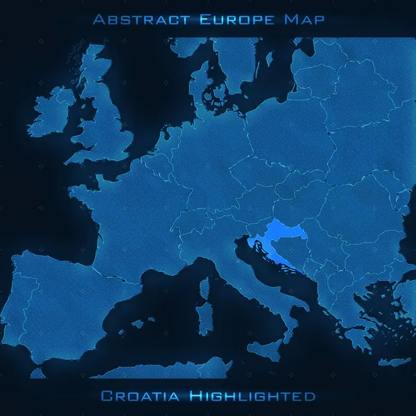 Europa mappa astratta. Croazia ha evidenziato. — Vettoriale Stock