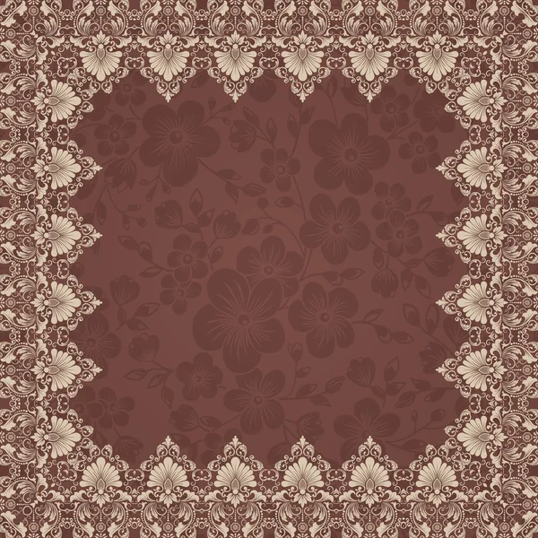 Vector fijne floral vierkante frame. — Stockvector