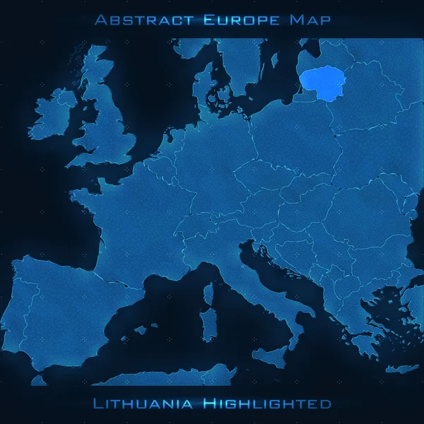 Абстрактная карта Европы. Литва подчеркнул. — стоковый вектор