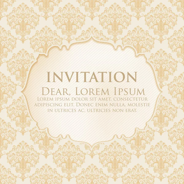 Invitation or wedding card with damask background — Stock Vector