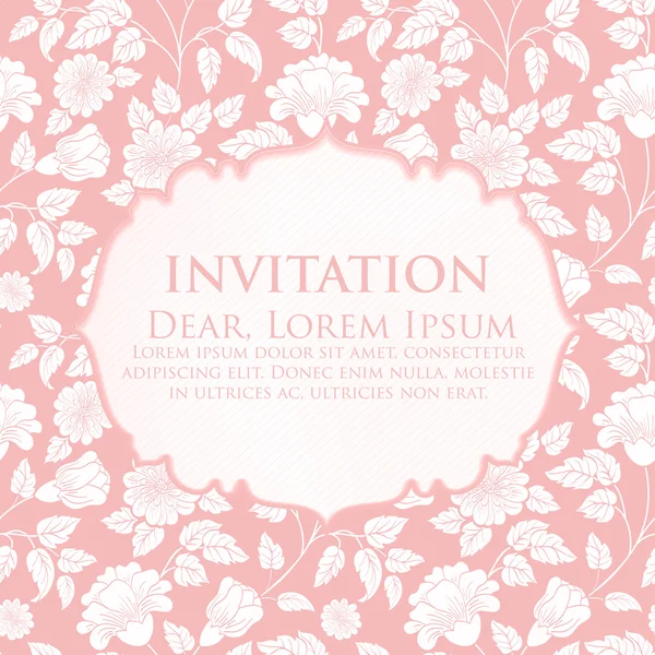 Invitation or wedding card with damask background — Stock Vector