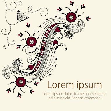 Hint mehndi tarzı soyut çiçek öğeleri vektör.