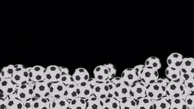 Futbol topları soldan yuvarlanıyor ve ekranın alt üçte birini dolduruyor. Şeffaf arkaplanı olan futbol efekti