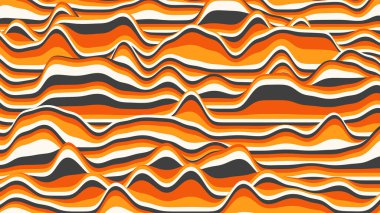 Retro turuncu çizgiler arkaplanı bozmuş. Optik illüzyon efektli eski usul dalgalanma arka planı