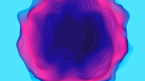 Strati di carta da viola a blu. Taglio di carta a gradiente astratto 3D. Colorato concetto di forma origami — Vettoriale Stock