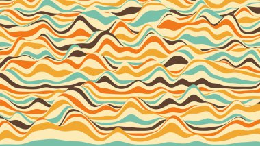 Retro çizgiler, rengarenk, çarpık arka plan. Optik illüzyon efektli prosedür dalgalanması arka planı