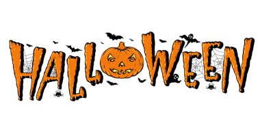 Mutlu Cadılar Bayramı Mesajları Afişi. Kabak ile vektör illüstrasyonu