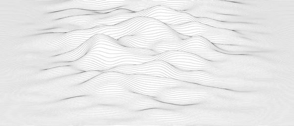 Monokroma ljud linje vågor abstrakt bakgrund. Snedvriden linje former på en vit bakgrund. — Stock vektor