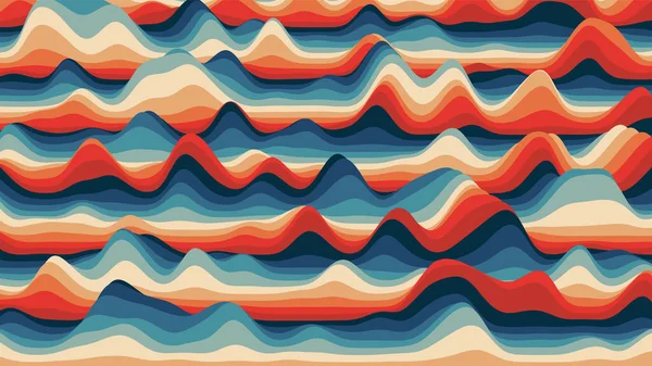 Retro rayas rojizas colorido telón de fondo distorsionado. Fondo de ondulación procedimental con efecto de ilusión óptica — Archivo Imágenes Vectoriales