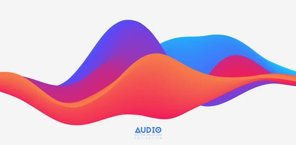 Visualización de ondas sonoras. Forma de onda sólida colorida 3D. Patrón de muestra de voz. — Vector de stock