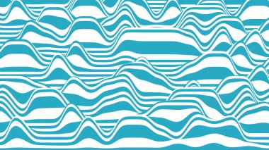 Moda 3D mavi ve beyaz çizgili arka plan. Optik illüzyon efektli prosedür dalgalanması arka planı