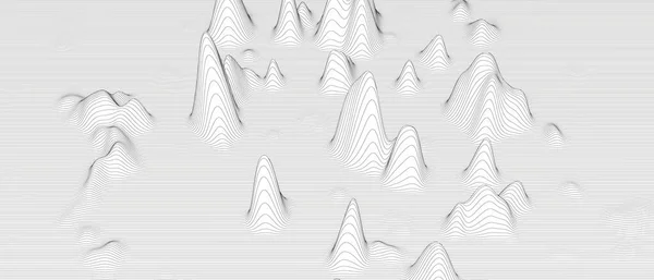 Μονόχρωμη ηχητική γραμμή κύματα αφηρημένο φόντο. Παραμορφωμένα σχήματα γραμμών σε λευκό φόντο. — Διανυσματικό Αρχείο