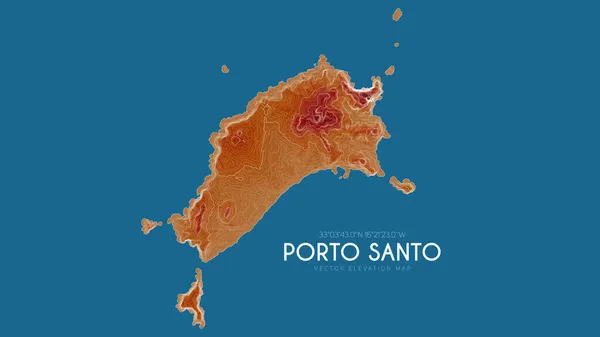 Mapa topográfico de Porto Santo, Portugal. Vector mapa detallado de la elevación de la isla. Paisaje geográfico elegante esquema cartel. — Archivo Imágenes Vectoriales