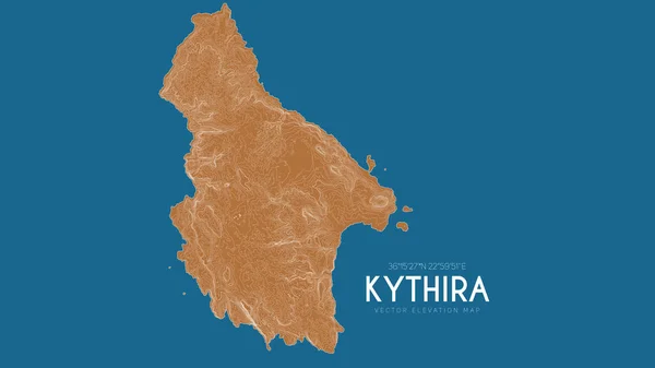 Mapa topograficzna Kythira, Grecja. Wektor szczegółowa mapa wysokości wyspy. Geograficzny elegancki plakat krajobrazowy. — Wektor stockowy