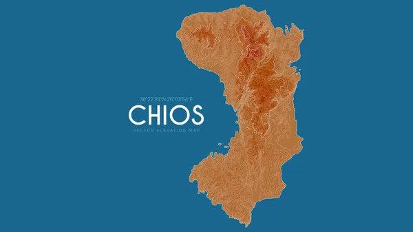 Топографическая карта Хиоса, Греция. Векторная детальная карта высоты острова. Географический элегантный пейзажный плакат. — стоковый вектор