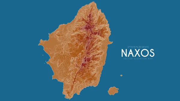 Topografisk karta över Naxos, Grekland. Vektor detaljerad höjd karta över ön. Geografisk elegant landskap kontur affisch. — Stock vektor