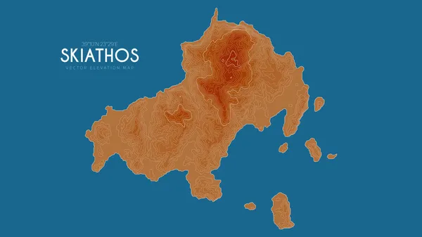 Топографическая карта Скиатоса, Греция. Векторная детальная карта высоты острова. Географический элегантный пейзажный плакат. — стоковый вектор