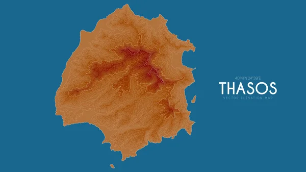 Топографическая карта Тасоса, Греция. Векторная детальная карта высоты острова. Географический элегантный пейзажный плакат. — стоковый вектор