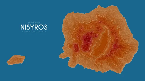 Mapa topográfico de Nisyros, Grécia. Vetor mapa de elevação detalhado de ilha. Geográfico elegante paisagem esboço cartaz. — Vetor de Stock