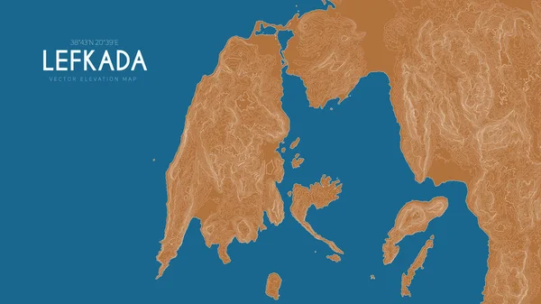 Topographische Karte von Lefkada, Griechenland. Vektor detaillierte Übersichtskarte der Insel. Geografische elegante Landschaft umreißt Plakat. — Stockvektor