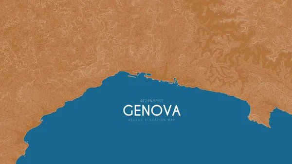 Mapa topograficzna Genui, Włochy. Wektor szczegółowa mapa wysokości wyspy. Geograficzny elegancki plakat krajobrazowy. — Wektor stockowy