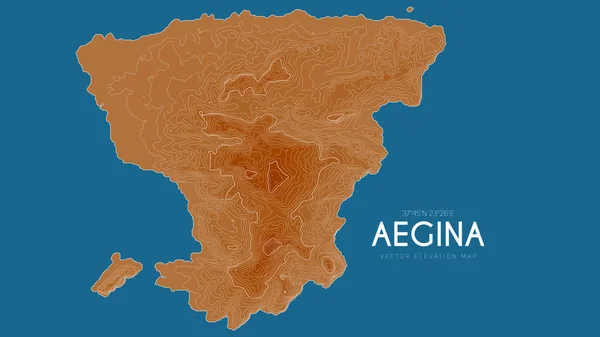 Topographische Karte von Ägina, Griechenland. Vektor detaillierte Übersichtskarte der Insel. Geografische elegante Landschaft umreißt Plakat. — Stockvektor