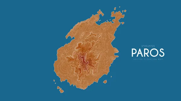 Mapa topográfico de Paros, Grécia. Vetor mapa de elevação detalhado de ilha. Geográfico elegante paisagem esboço cartaz. —  Vetores de Stock