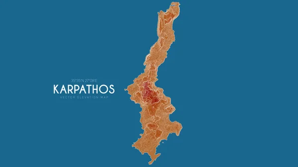 Топографическая карта Карпата, Греция. Векторная детальная карта высоты острова. Географический элегантный пейзажный плакат. — стоковый вектор