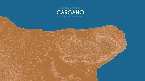 Mapa topográfico de Cargano, Itália. Vetor mapa de elevação detalhado de ilha. Geográfico elegante paisagem esboço cartaz. — Vetor de Stock