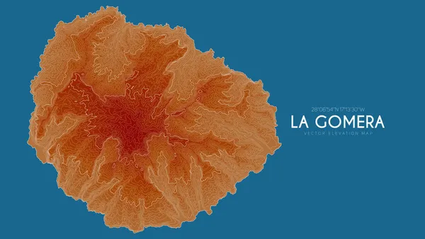 Mapa Topograficzna La Gomera, Wyspy Kanaryjskie, Hiszpania. Wektor szczegółowa mapa wysokości wyspy. Geograficzny elegancki plakat krajobrazowy. — Wektor stockowy