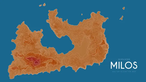 Topografisk karta över Milos, Grekland. Vektor detaljerad höjd karta över ön. Geografisk elegant landskap kontur affisch. — Stock vektor