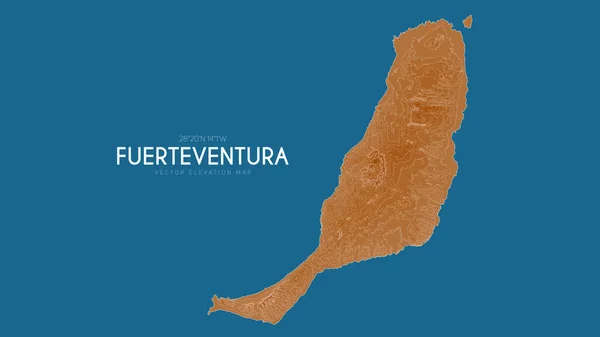 スペインのカナリア諸島フエルテベントゥラ島の地形図。島のベクトル詳細な標高地図。地理的エレガントな風景アウトラインポスター. — ストックベクタ