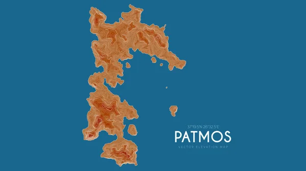 Topografisk karta över Patmos, Grekland. Vektor detaljerad höjd karta över ön. Geografisk elegant landskap kontur affisch. — Stock vektor