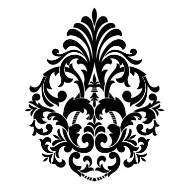 Damask merkez elementi izole edildi. Vektör damasyon illüstrasyonu.