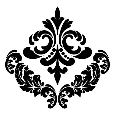 Damask merkez elementi izole edildi. Vektör damasyon illüstrasyonu.