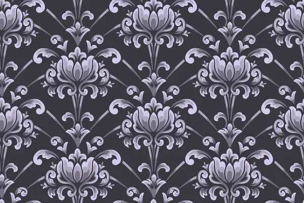Damas élément de motif sans couture. Vecteur floral damassé ornement vintage illustration. — Image vectorielle