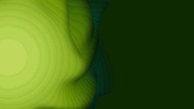 Yeşil kağıt tabaka. Üç boyutlu soyut gradyan kağıt kesiği. Renkli origami biçimi