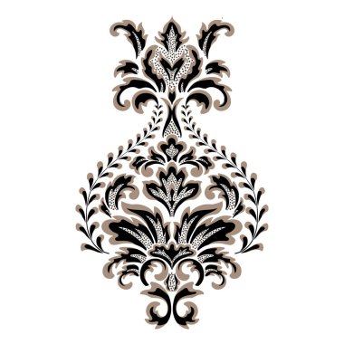 Damask merkez elementi izole edildi. Vektör damasyon illüstrasyonu.