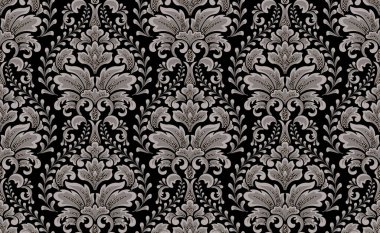 Damask kusursuz desen elementi. Vektör çiçek desenli kumaş süslemesi.