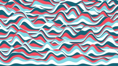 Retro mavi ve kırmızı çizgiler arkaplanı bozmuş. Optik illüzyon efektli eski usul dalgalanma arka planı