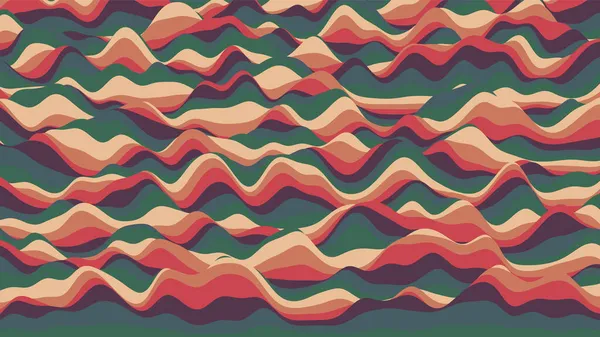 Retro kırmızımsı çizgiler, rengarenk çarpık arka plan. Optik illüzyon efektli prosedür dalgalanması arka planı