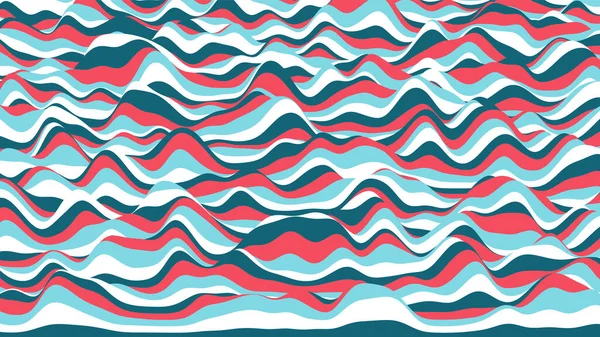 Retro mavi ve kırmızı çizgiler arkaplanı bozmuş. Optik illüzyon efektli eski usul dalgalanma arka planı