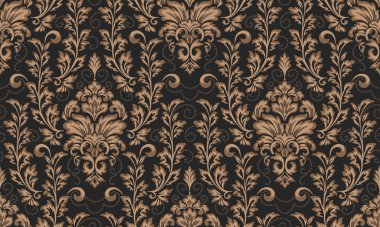 Damask kusursuz desen elementi. Vektör çiçek desenli kumaş süslemesi.
