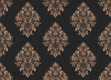 Damask kusursuz desen elementi. Vektör çiçek desenli kumaş süslemesi.