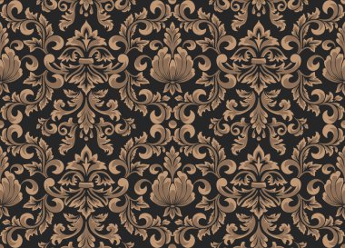 Damask kusursuz desen elementi. Vektör çiçek desenli kumaş süslemesi.