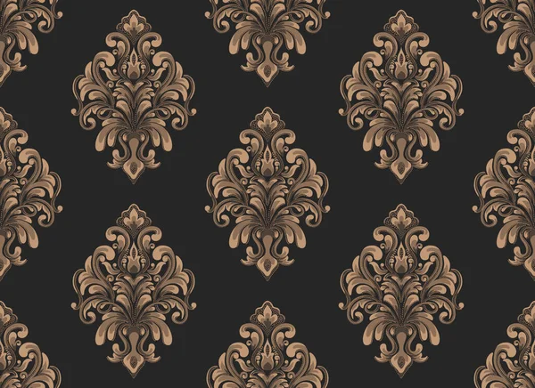 Elemento de patrón sin costuras Damasco. Vector floral damasco ornamento vintage ilustración. — Archivo Imágenes Vectoriales